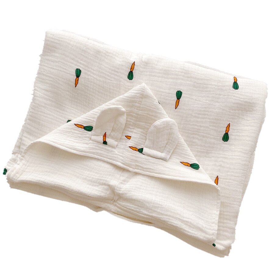 Kids Katoen Gaas Handdoek Mode Print Met Hoed Dekens Zomer Quilt Dunne Airconditioning Baby Meisjes Jongens Badjas BBX062