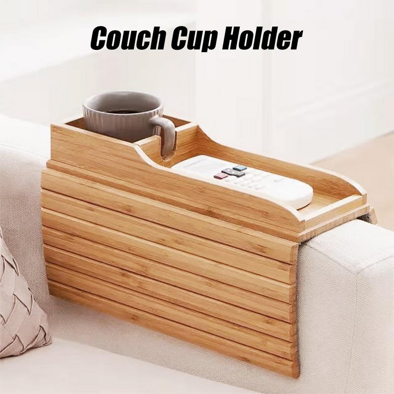Portavasos de madera para sofá, brazo plegable para mesa, portavasos, mesas para sofá, organizador de brazo para sofá, extraíble y ajustable para aperitivos