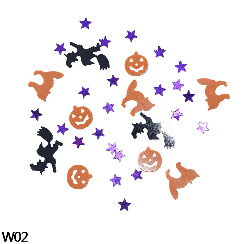 Halloween Confetti Pumpkin Spider Bat ghost Skull Happy Halloween Table Sprinkles Supplies Halloween Decorations Sprinkles: W02 cat witch / 1bag
