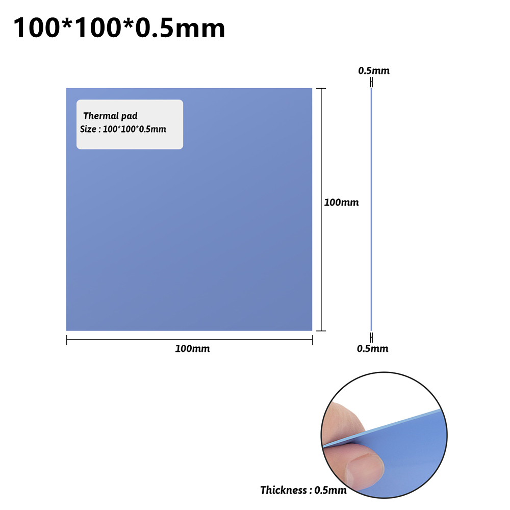 6.0 W/mK Thermal conductivity Thermal pad 100x100mm CPU Heatsink Cooling Conductive Silicone Pad Thermal Pads: Thickness 0.5mm