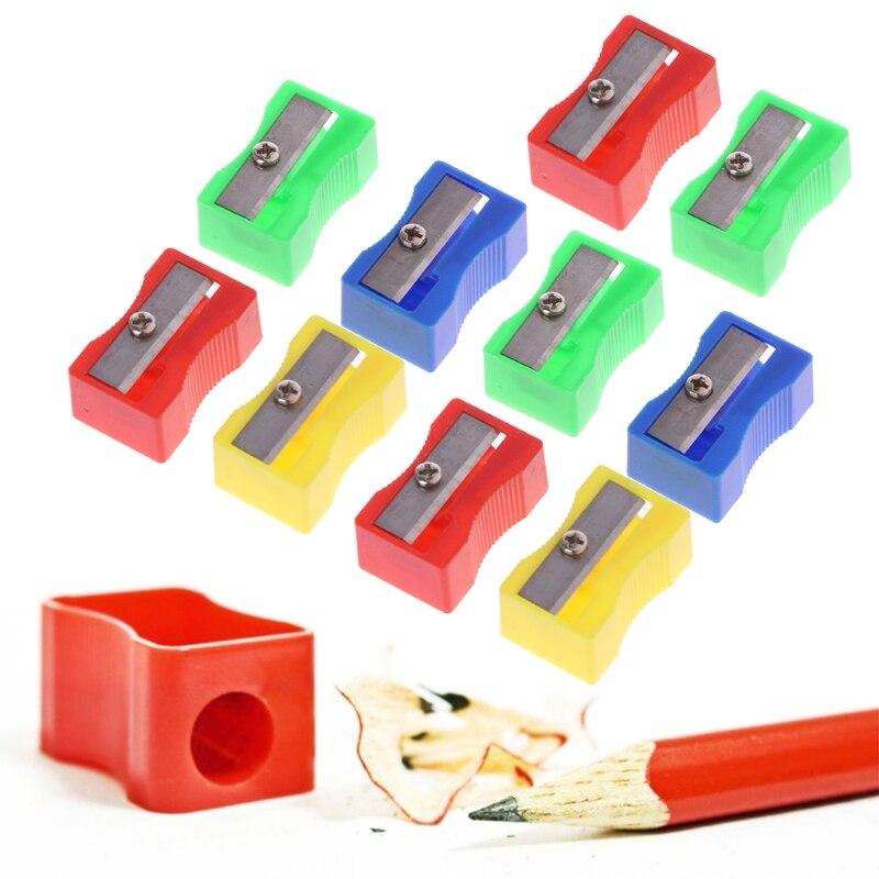 10Pcs Plastic Single Hole Pencil Hand-held Sharpener School Office Stationery