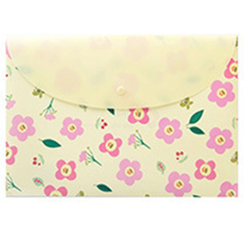1PC Fresh Floral Filing Production Folder Multi-Function 5/8 Into Mezzanine File A4 Document File Folder School Office: Yellow flowers