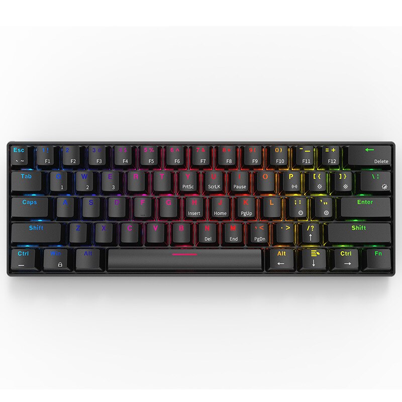 Ajazz I610T Rgb Bluetooth Toetsenbord Draadloze Dual-Mode Mechanische Toetsenbord Rgb Backlight 61 Sleutel 1000mA Oplaadbare Batterij