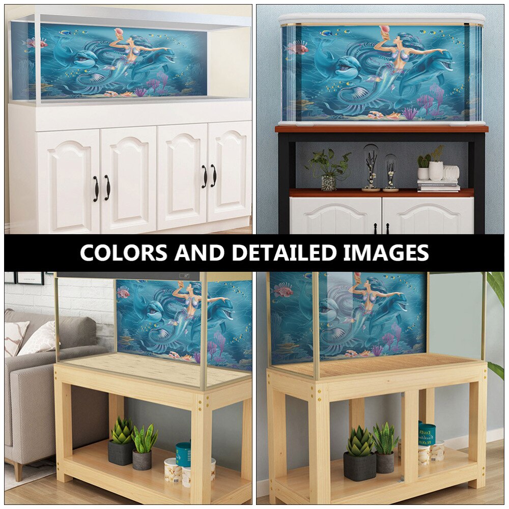Aquarium Background Sticker Mermaid Fish Tank Wallpaper Aquarium Poster Decal