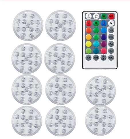 28key RF remote distance 50m Magnetic Submersible 13 Led RGB Light with Suction Cup for Fountain Pool Underwater Night Lamp: 1 controller 10 lamp