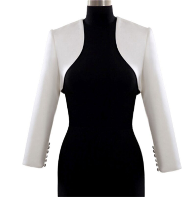 Ivoire satin blanc boléro femmes manches longues Feminino accessoires de mariage veste de mariage