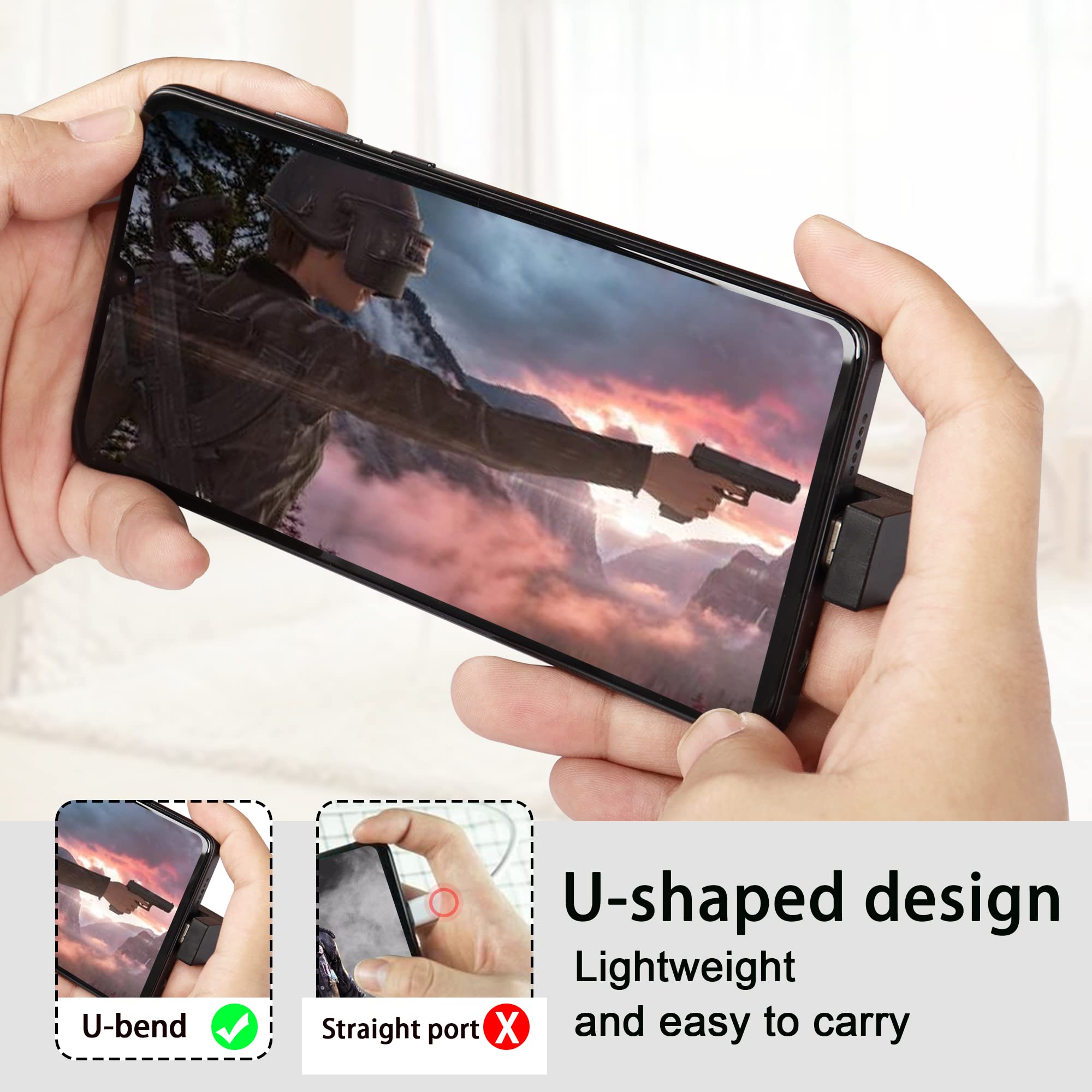 NNBILI U-Shape USB C to USB 3.1 Adapter 180 Degree Type C Male to USB Female Coupler Connector 10Gbps Support Data Transfer OTG