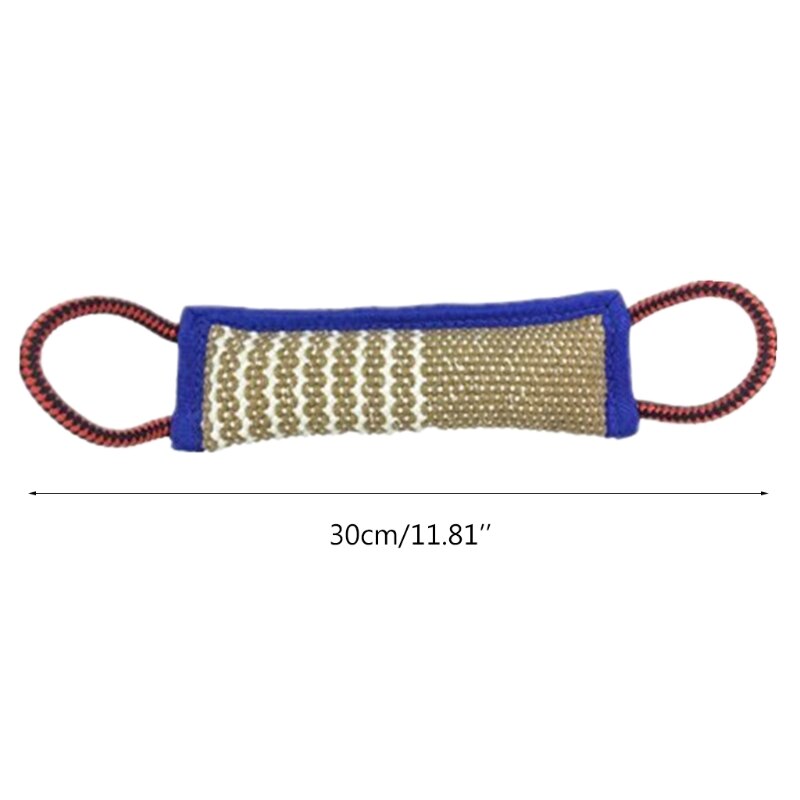 Durable Dog Bite Tug Toy with 2 Strong Handles Interactive Linen Dog Tear Bite Pillow Puppy Training Play Game Toy