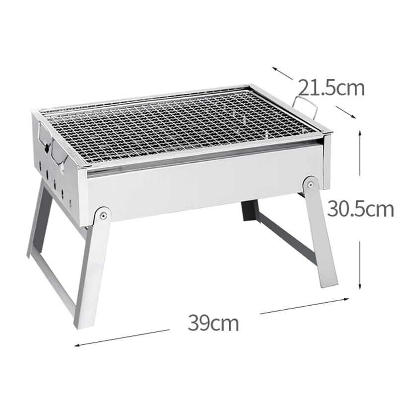 Stainless Steel BBQ Grill Portable BBQ Grill Folding Barbecue Grill Stainless Steel Charcoal BBQ Grill Outdoor Cooking Camping