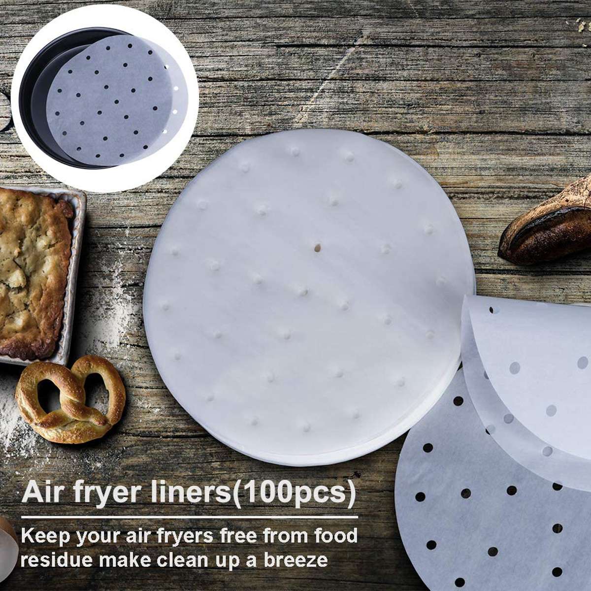 8 tommers airfryer tilbehør 14x for xl airfryer 5.3qt-5.8qt bakekurv pizza tallerken grill gryte kjøkken matlagingsverktøy for fest