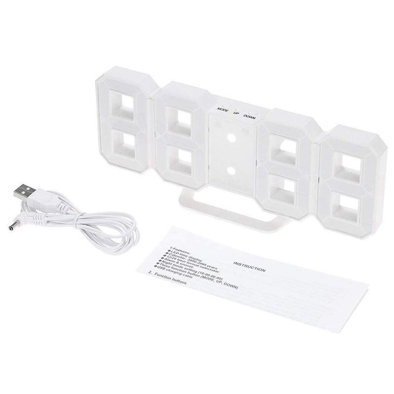 Multifunctional LED Clock Large LED Digital Wall Clock 12H / 24H Time Display with Alarm and Snooze Function Luminance Adjustabl