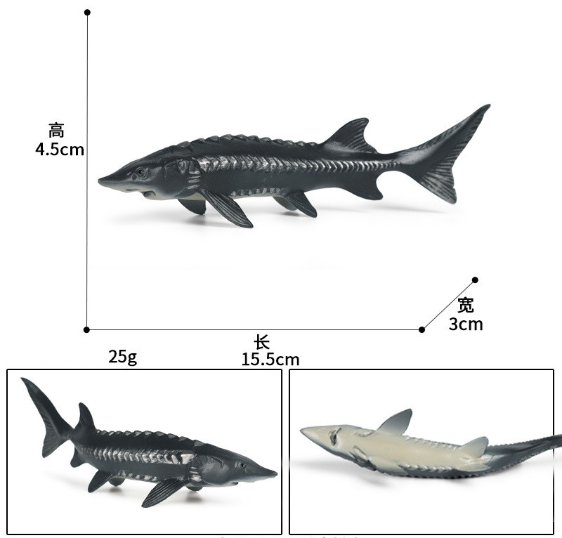 Simulatie Chinese Steur Model Educatief Speelgoed Kerstcadeau Voor Kid Plastic Effen Gesimuleerde Zee Vis Dieren Hand Model