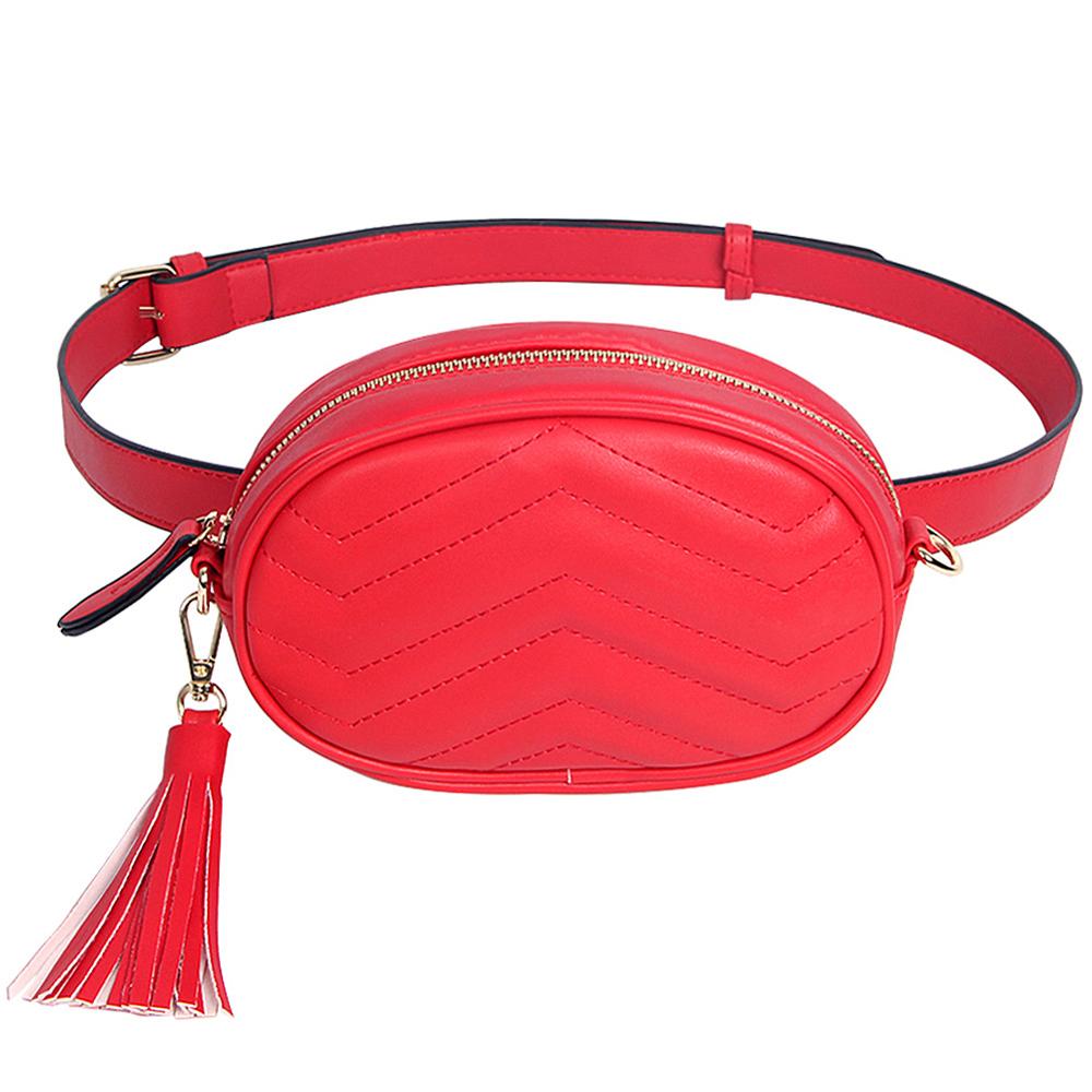 Snake Huid Taille Tas Vrouwen Mode Ronde Fanny Pack Dames Pu Lederen Reizen Heuptas Crossbody Hip Hop Borst Packs: Rood