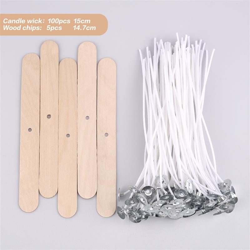 Mèche de bougie en fil de coton ciré de plusieurs tailles, 100 pièces/ensemble, mèche et support sans fumée, ensemble de fabrication de bougies, accessoires, support de mèches: GRIS FONCÉ