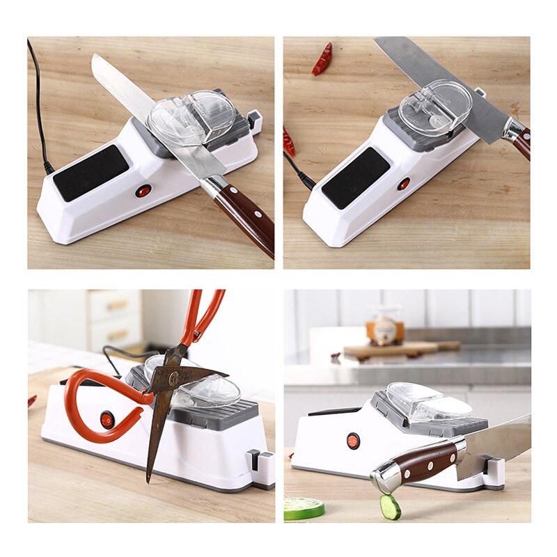 USB Electric Knife Sharpener Adjustable For Kitchen Knives Tool Knife Scissor Sharpening White medium and fine grinding blade