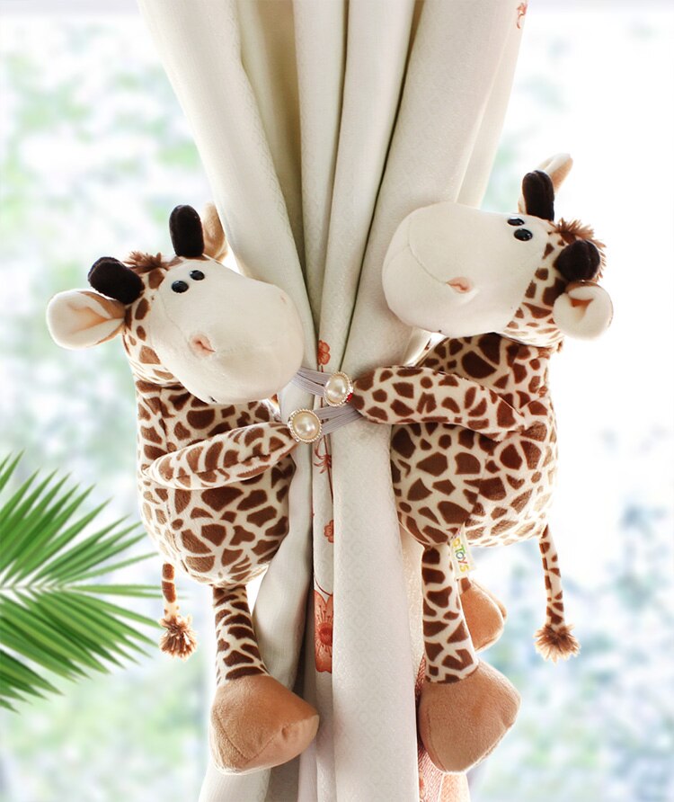2 pièces Jungle forêt animaux rideau porte-embrasse crochets cravate dos enfants chambre décoration accessoires Holdback rideau sangles: D
