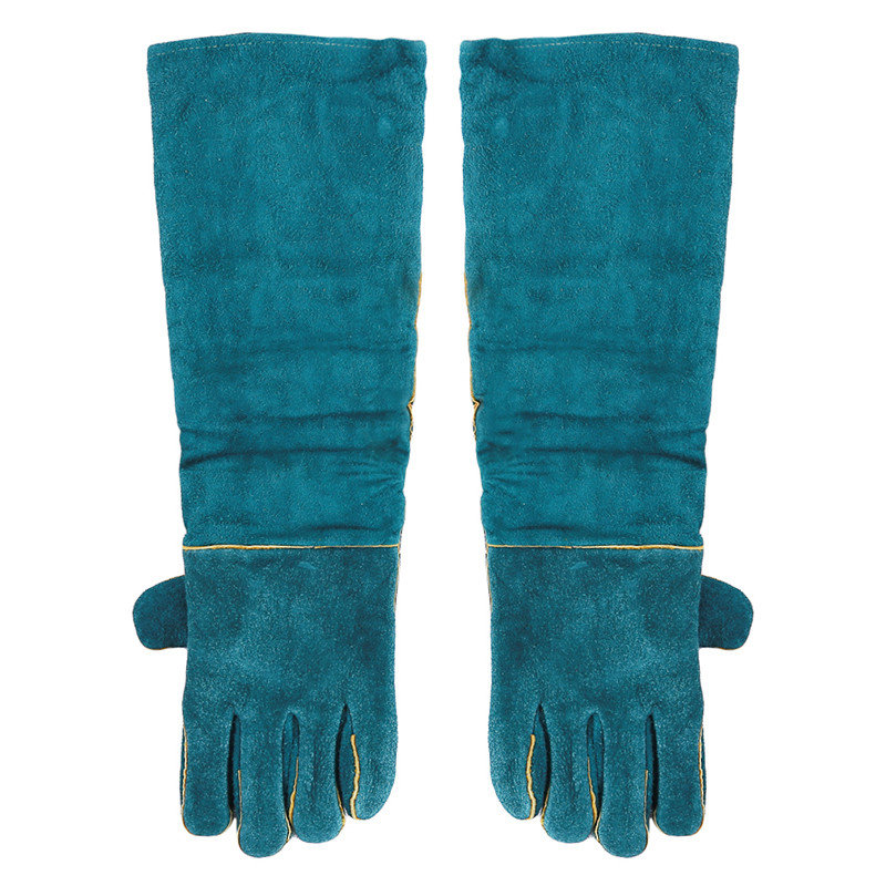 Anti-bite Safety Bite Gloves For Catch Dog Cat Reptile Animal Ultra Long Leather Green Pets Grasping Biting Protective Glove