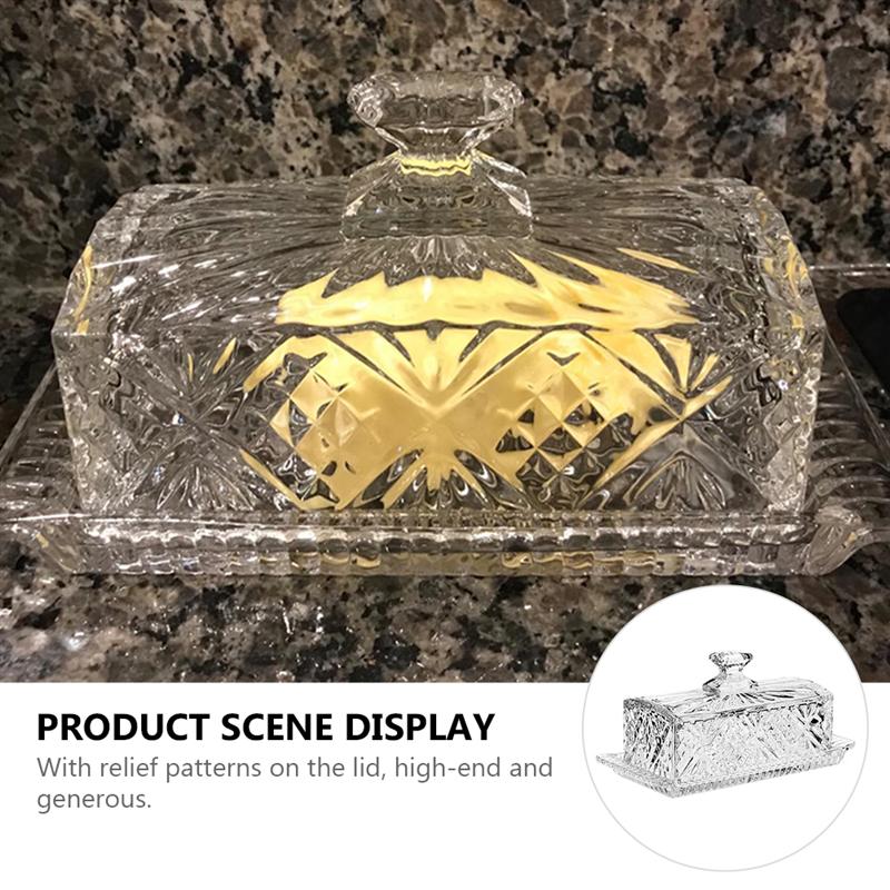 Retro Transparent Butter Box With Lid Rectangular Glass Butter Plate With Lid Tableware Storage Box Food Container Butter Box