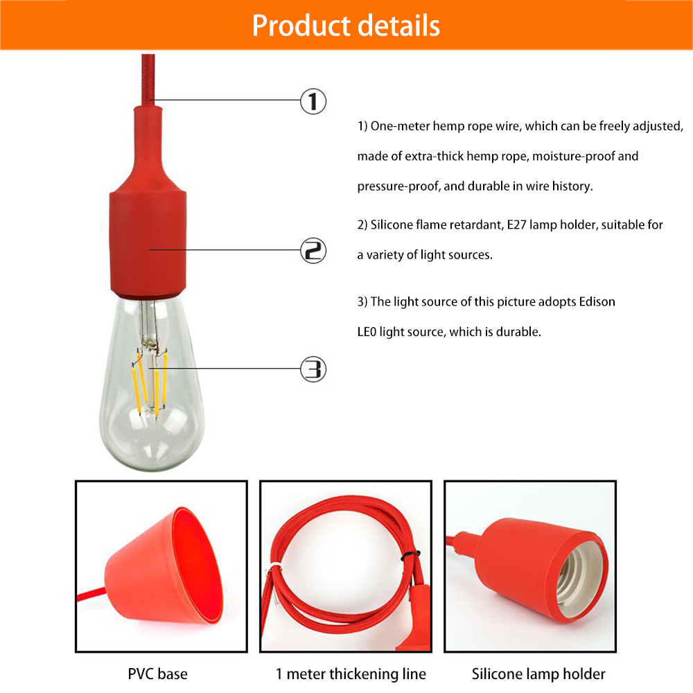 E27 Hängen Lampe Basis Birne Halfter DIY Buchse Bunte Silikon Linie Kronleuchter Beleuchtung Punkt Gummi Decke Leuchte Hause