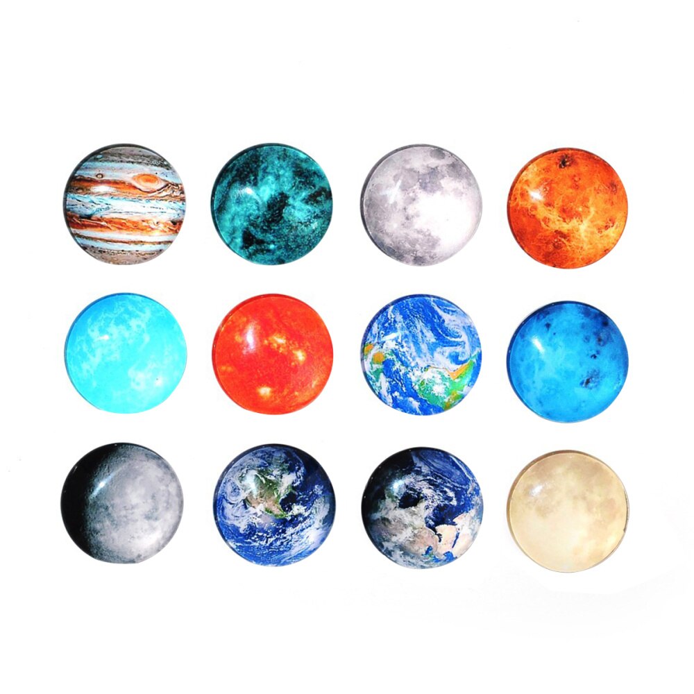 12Pcs Koelkast Magneten Cosmic Maan Planeet Serie Ronde Magneten Whiteboard Magneten Voor Kantoor School Keuken