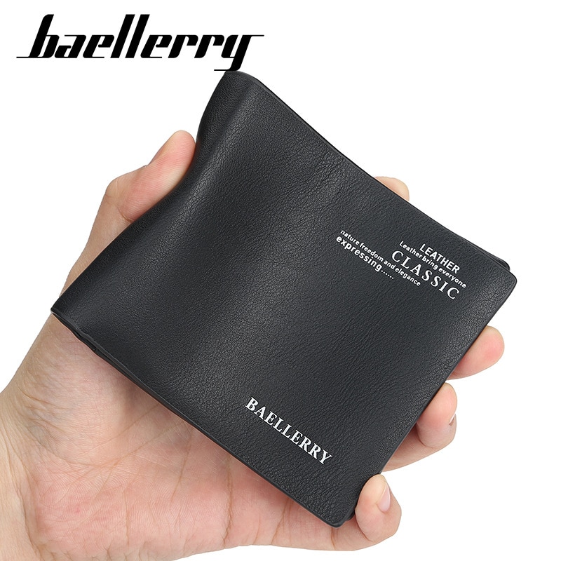 Baellerry Business Wallet Soft Leather Men's Short Slim European and American Multi-Card Plaid Wallet Youth Card Bag