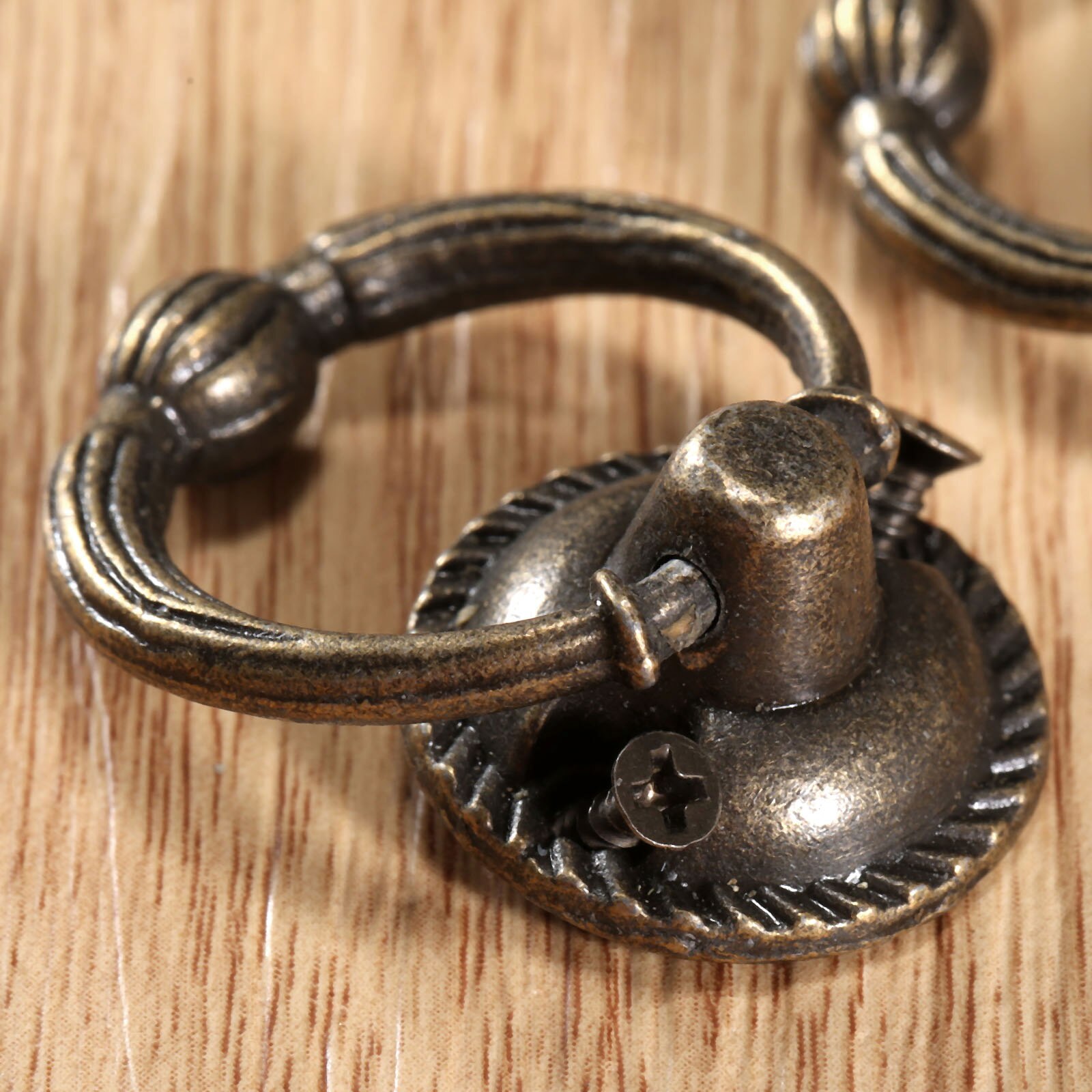 Tiradores de joyero de bronce antiguo, perilla de puerta de escritorio Vintage, 37x27mm, 5 unidades