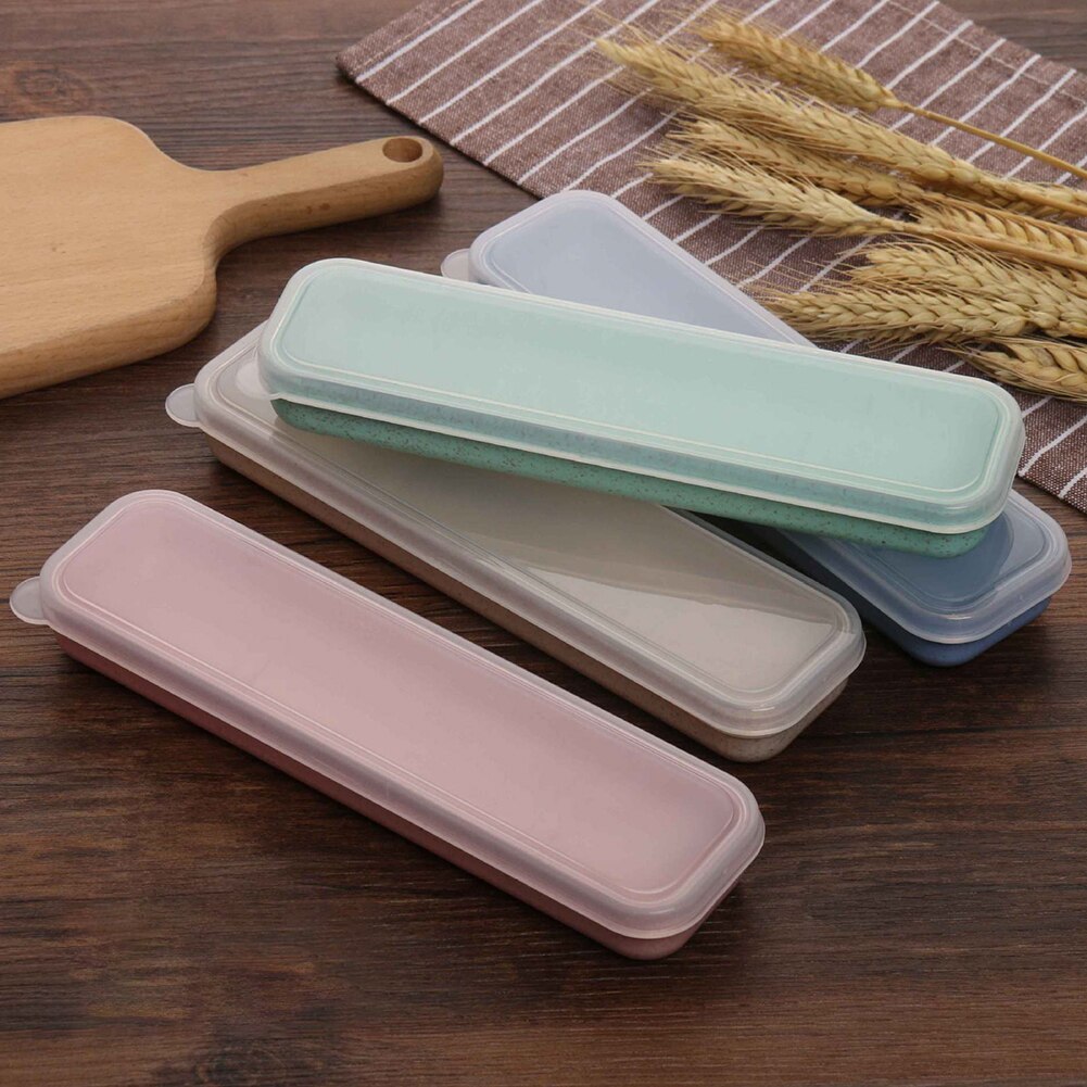 Herbruikbare Duurzaam Transparant Cover Met Opbergtas School Tarwestro Servies Box Set Thuis Slot Draagbare Bestek