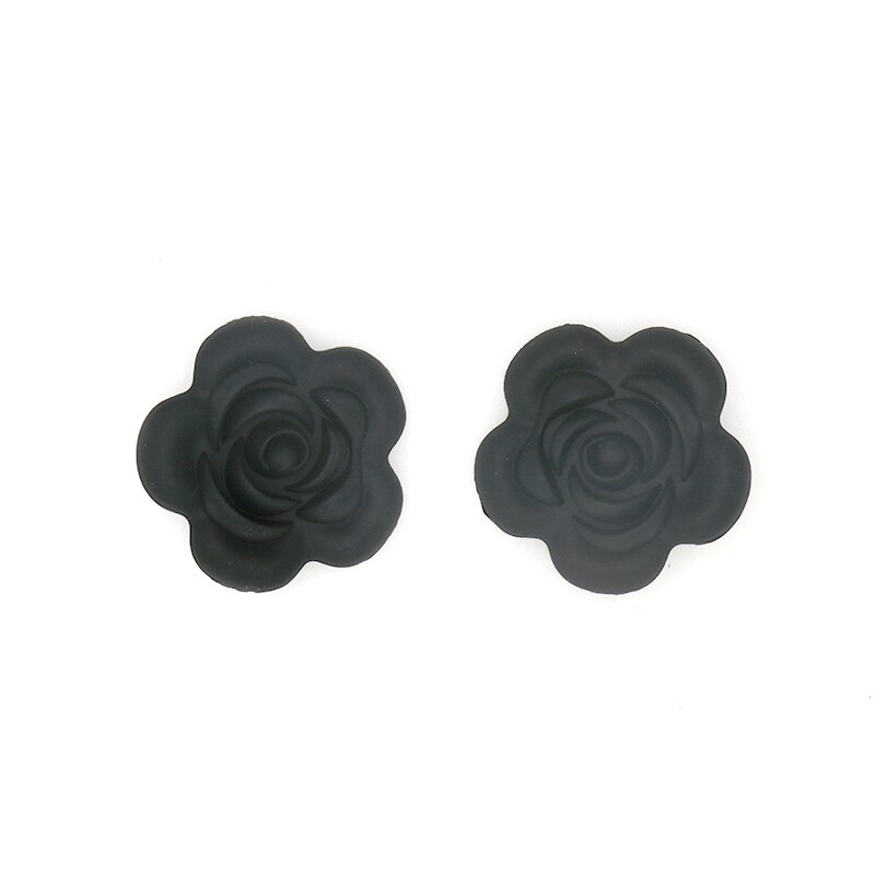 Kovict 10 stk silikone rose perler bpa gratis babybørster perler blomst form babybitringer til babybørser halskæde fremstilling: Sort
