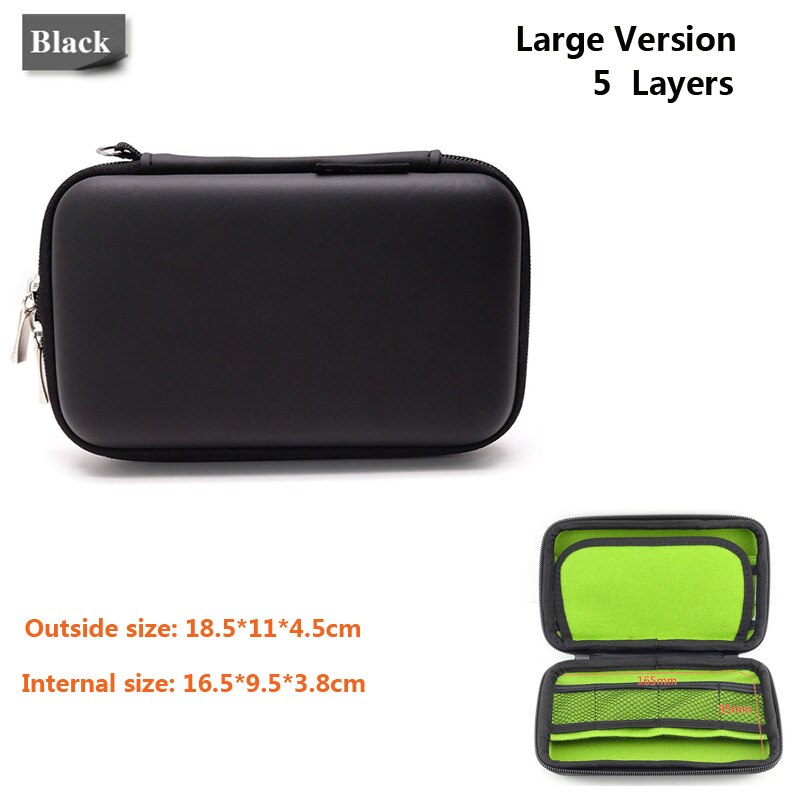 Portable Protective Storage Bag Hard Drive Bag for 2.5&quot; HDD Enclosure hard disk case power bank SD/TF card usb cable earphone: Black-L