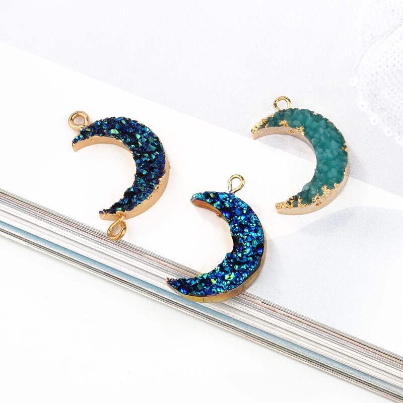 2 stks Trendy Moon Hars Hanger Charms Armband Bevindingen Vrouwen DIY Earring Dangler Armband Opknoping Accessoire F238