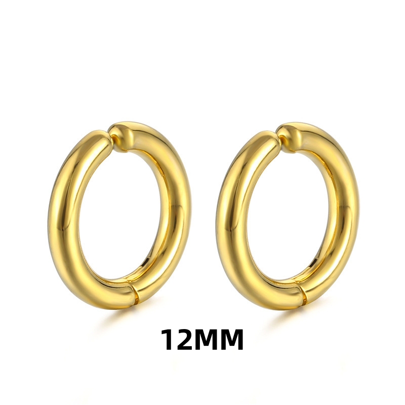 1 par de pendientes de aro falsos sin perforación, aros circulares de acero inoxidable Punk clásicos, pendientes con Clip para mujeres y hombres sin agujero: Color amarillo claro