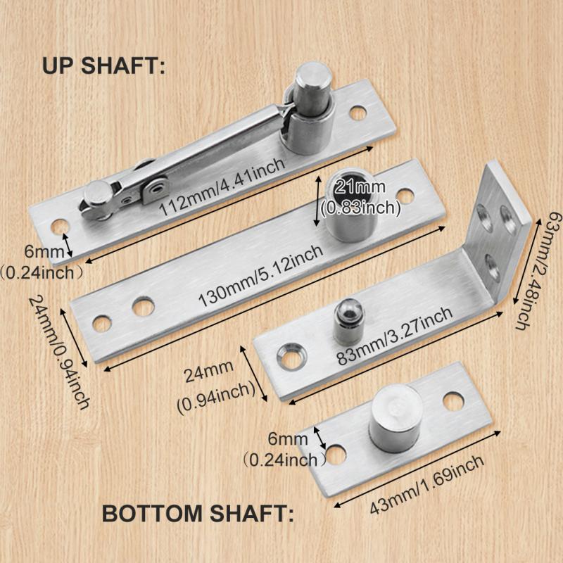 L Shape Door Hinge 304 Stainless Steel 360 Degree Rotation Pivot Shaft Hardware For Cabinet Up shaft Bottom shaft
