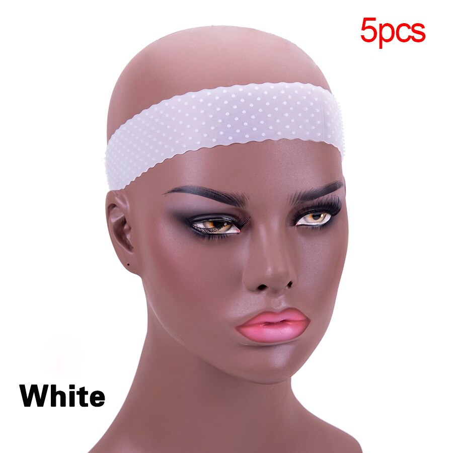 Stirnband Perücke Zubehör Silikon Band Für Perücke Einstellbar Silikon Stirnband Für Perücken Frauen Haar Band Transparent Gummi Haar: 5pcs-white
