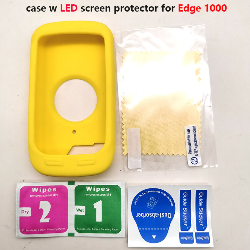Edge 1000-funda protectora de goma para ordenador de bicicleta, Protector de pantalla para Garmin Edge 1000, GPS: Yellow LED