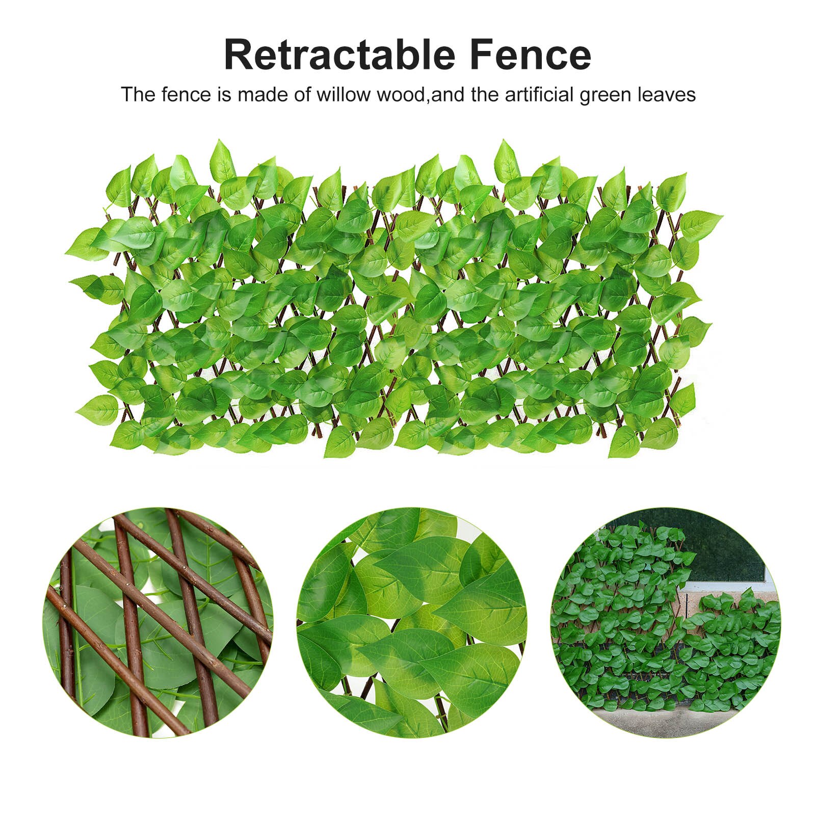 Expanding Trellis Fence Retractable Fence Artificial Garden Plant Fence NVProtected Privacy Screen for Outdoor Garden