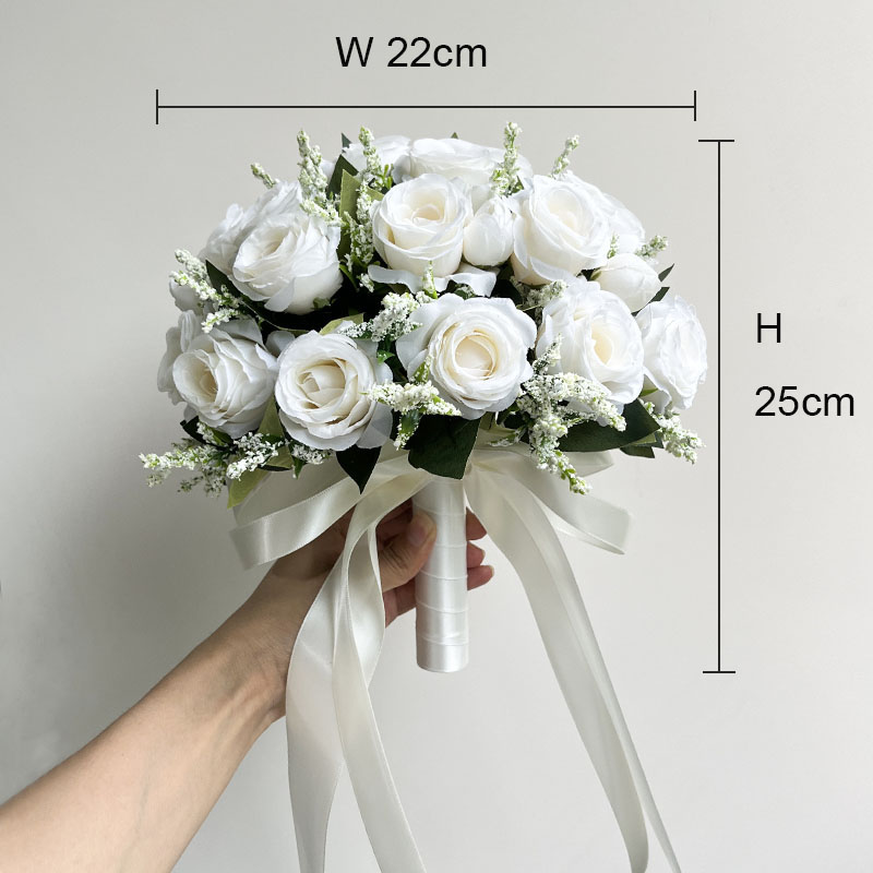 Bride Bouquet Wedding Accessories Silk Roses Artificial Flowers Bridesmaid Bouquet Groom Boutonniere Corsage Wedding Party Decor