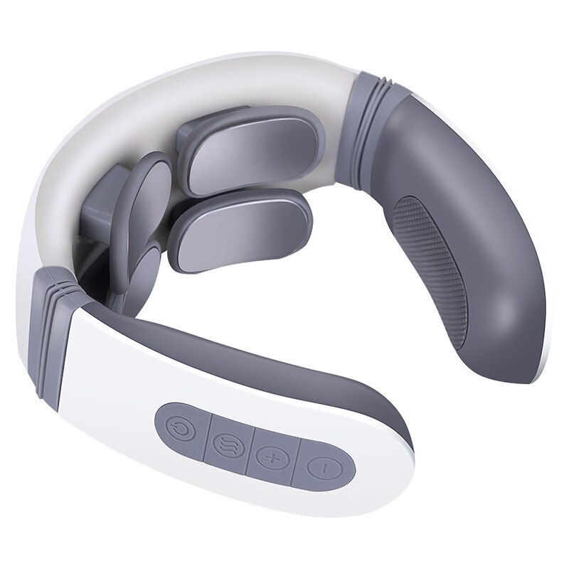4 Head And Neck Massager, Shoulder And Neck Massager, Multifunctional Electric Compress Pulse Neck Protector, Rechargeable M: white