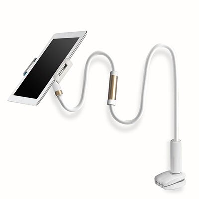 Verstelbare bed tabletstandaard, flexibel, 120cm sterke armen, universele draaibare desktopondersteuning, tablethouder voor ipad pro 3.5-9.7 ": Goud