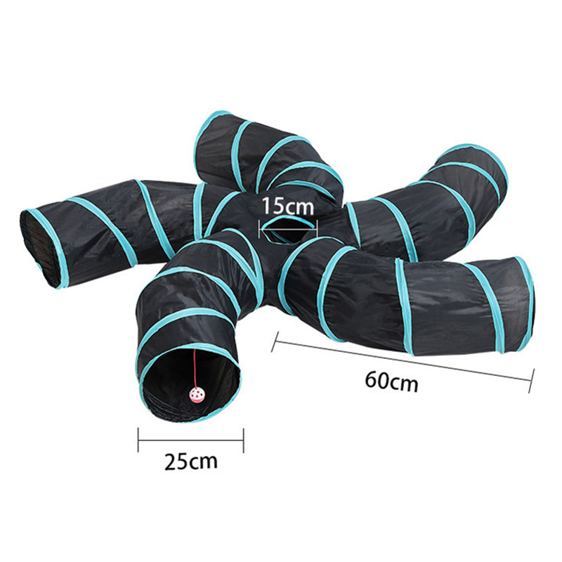 Túnel de juguete para gatos, cama multifunción con bola divertida, tubo cálido y cómodo, casa plegable para gatitos para esconder y dormir, 2 vías: S Tunnel