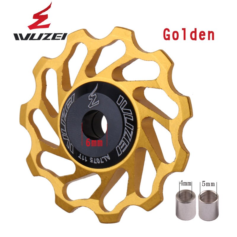 WUZEI — 2 pièces, roue dentée et galet pour dérailleur arrière, à 11, 12 et 13 dents, en céramique et alliage aluminium, pour vtt, guide poulies en céramique: 11T golden