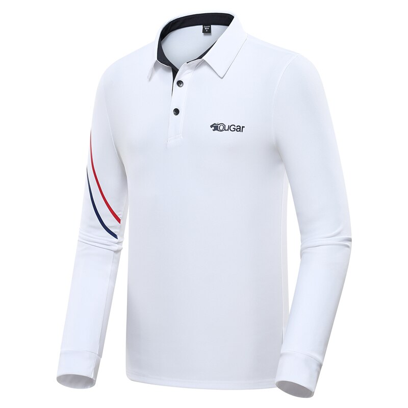 Herre træning golf skjorter langærmede åndbare skjorter efterår forår mandlige hurtig tør tennis badminton sportswear toppe: Hvid / Xl