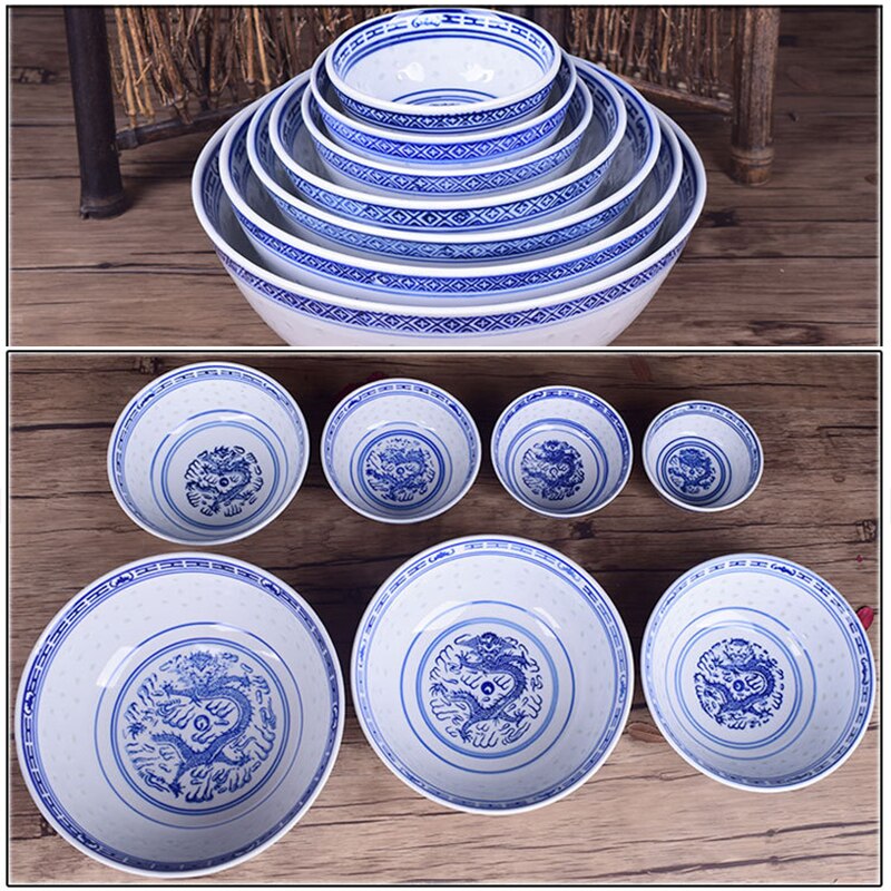 Chinesische Drachen Feine Porzellan Blau und Weiß Reis aufbringen Schalen Getreide Schalen Reis Schalen Jingdezhen China Suppe Schüssel Obstschale