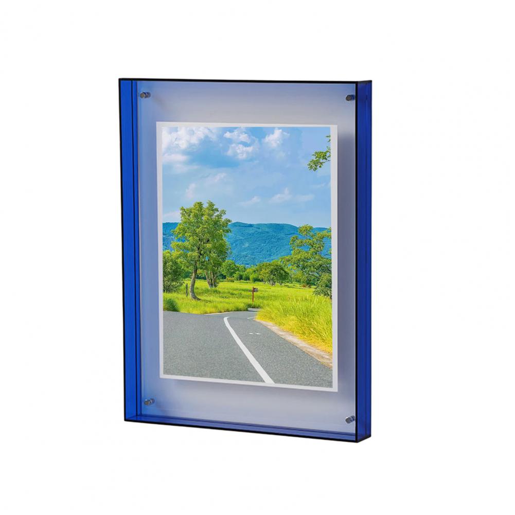 Floating Photo Frame Acrylic Picture Frame Neon Desk Wall Mounted Art Frame For Gallery Ins Style Home Office Room Decoration: black