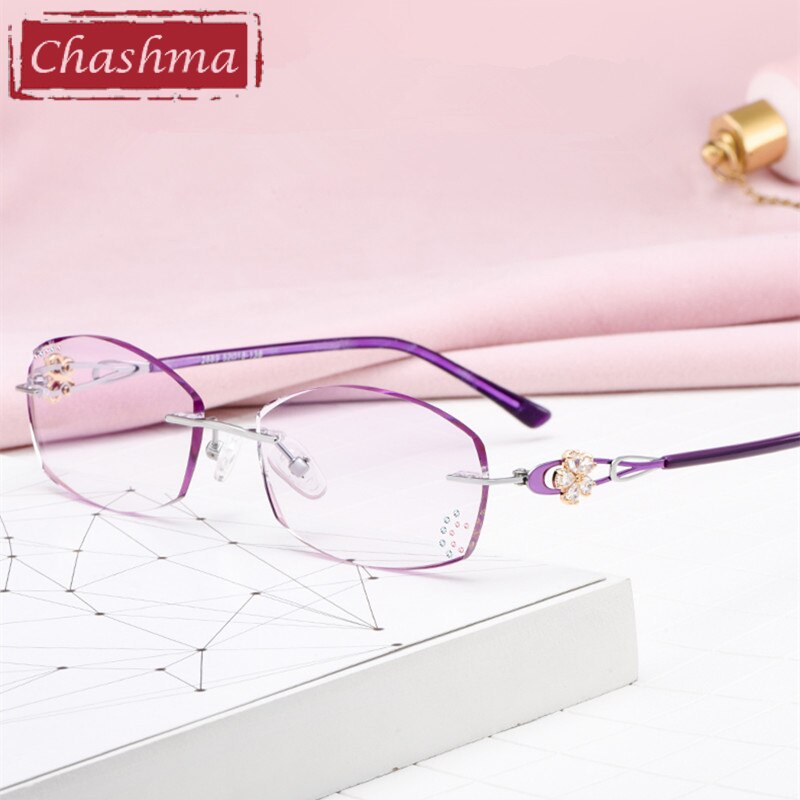 Vrouwen Bril Frame Dark Gradient Tint Lenzen Voor Eye Met Diamanten Bijziendheid Bril Bril