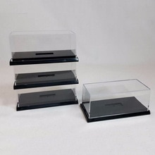 Klar akryl vitrin perspex box 10cm l plast vit bas dammtät