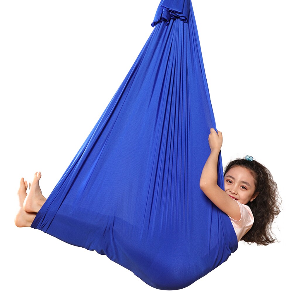 Multifunctionele Elastische Kids Kinderen Opknoping Cuddle Wrap Swing Seat Voor Autisme Adhd Voeg Therapie Antenne Yoga Hangmat: Royal Blue