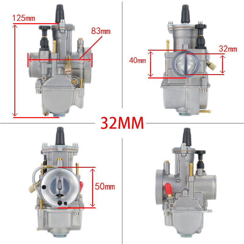 Carburateur de moto avec Jet gratuit pour Keihin KOSO PWK 24 26 28 30 32 34mm 2T 4T ATV Quad Go Kart Dirt Bike Scooter 50-250cc: Champagne