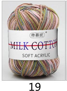 Hilo de lana de ganchillo para bebé, algodón suave y dulce teñido con leche, hilo grueso de fibra tejida a mano, hilos de hilo de ganchillo para suéter DIY: Rosa
