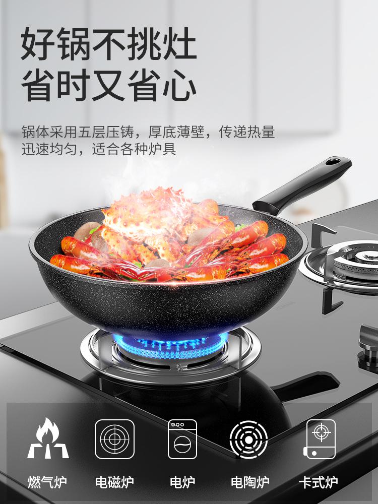 Stenen wok antiaanbak wok multifunctionele kookpot inductiekookplaat pan huishoudelijk gasfornuis voor pot