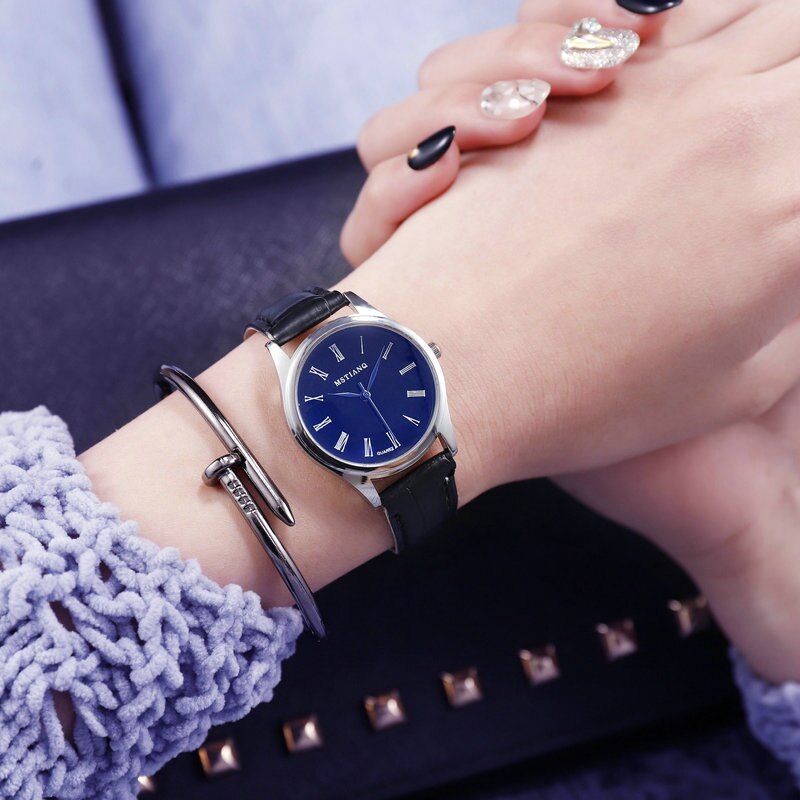 Paar Horloges Voor Liefhebbers Mannen Vrouwen Horloge Waterdicht Koppels Quartz Horloges Voor Vriendje Vriendin: Women Blue